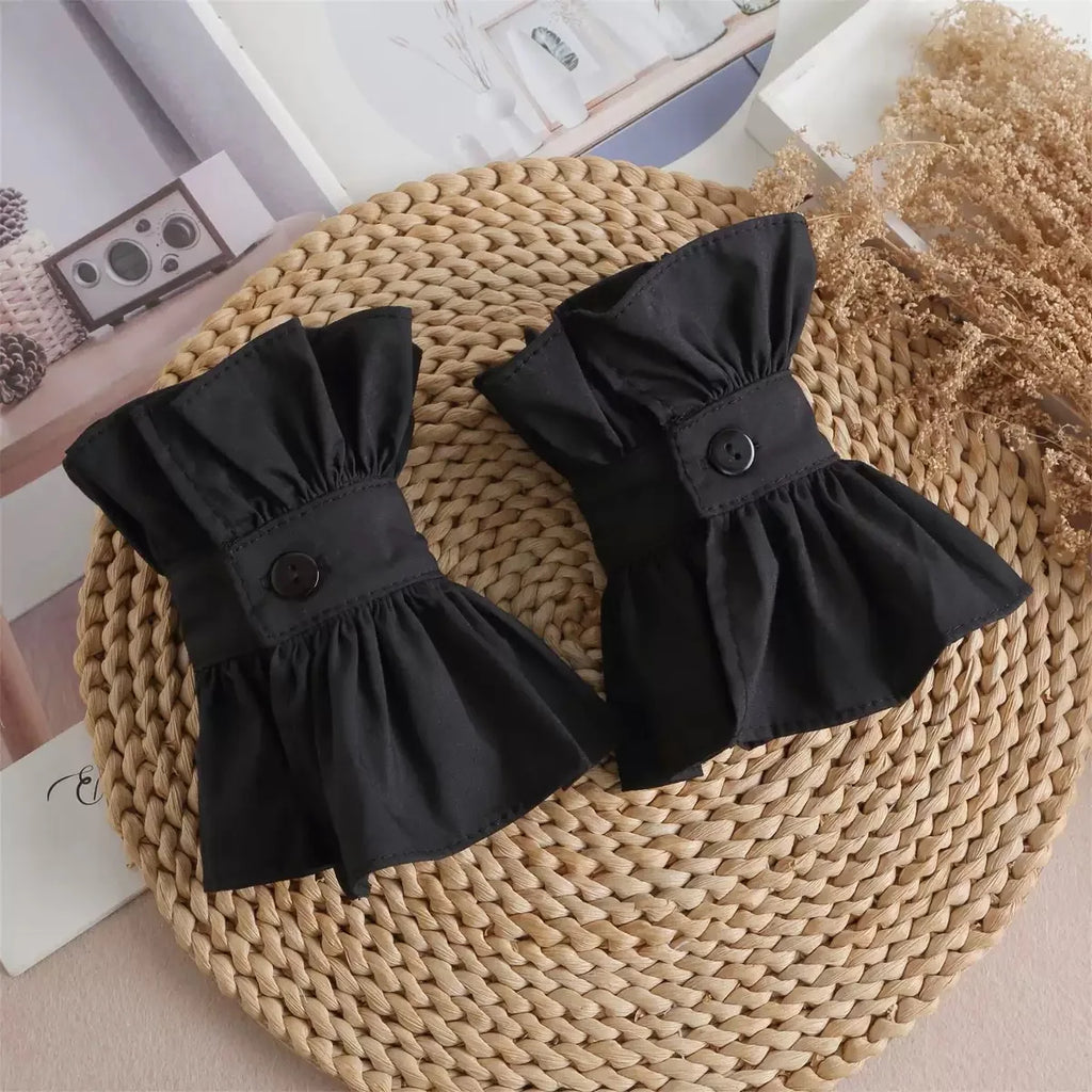 Fashion Ruffles Button Fake Collar for Women Stand Detachable Collar Fake Girls Vintage Lace Ladies False Blouse Collar