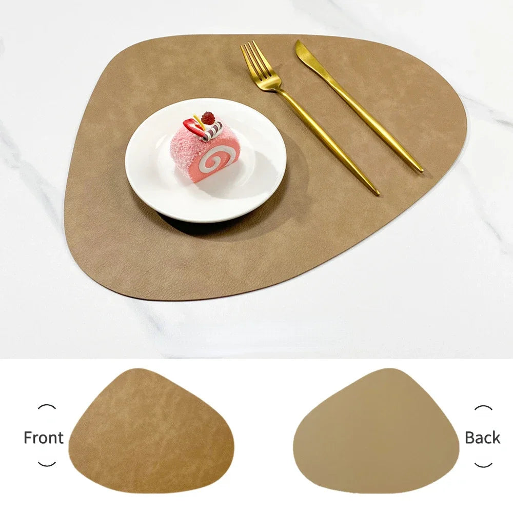 Nordic Double-Sided Anti-Slip Placemat - PU Thermal Insulation Table Mat with Water Droplet Pattern and Leather-Like Design