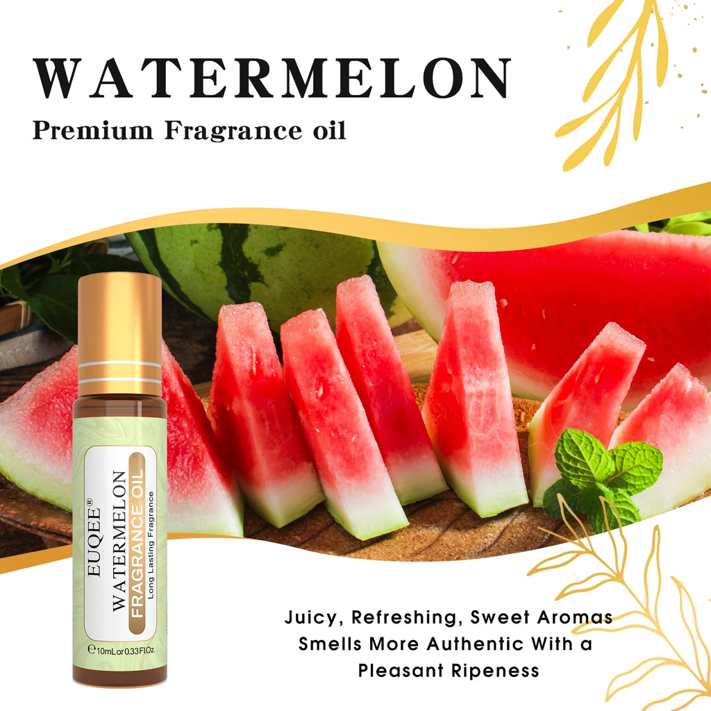 EUQEE 10ml Strawberry Cherry Watermelon Peach Fruit Fragrance Oils For Aromatherapy Diffuser Candle Making Premium Perfume Oil