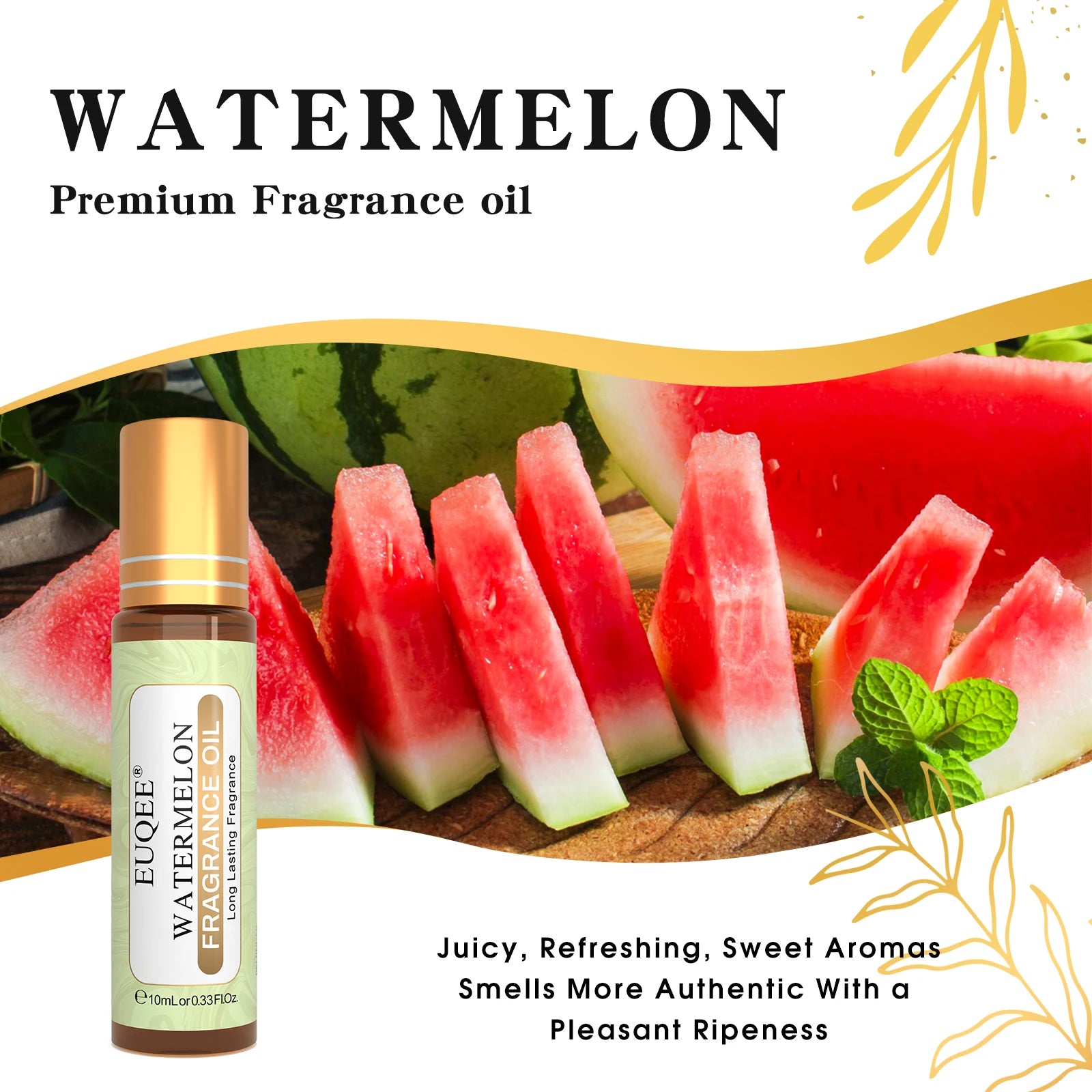 EUQEE 10ml Strawberry Cherry Watermelon Peach Fruit Fragrance Oils For Aromatherapy Diffuser Candle Making Premium Perfume Oil