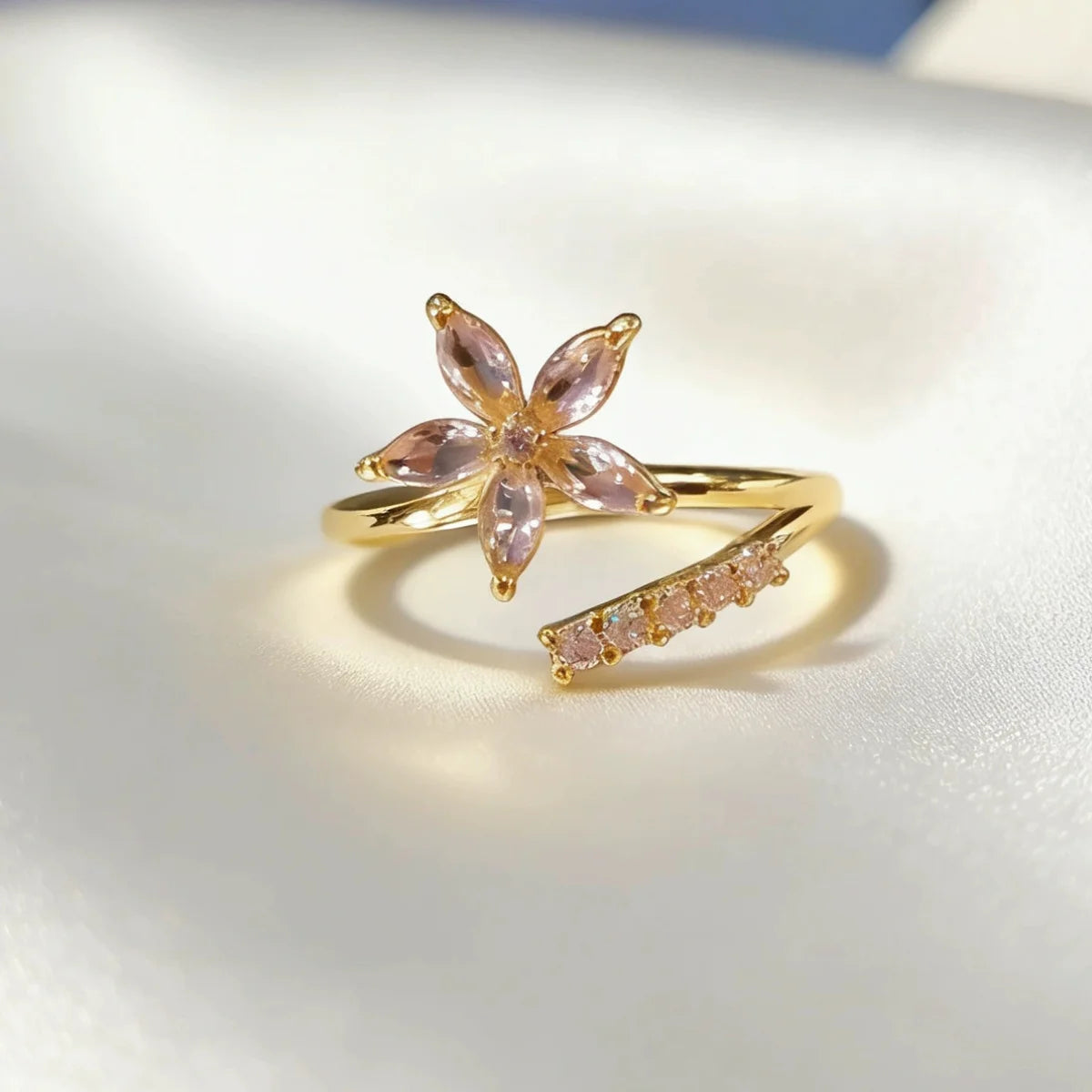 Korean CZ Sweet Crystal Zircon Heart Ring For Women Exquisite Shell Flower Opening Finger Rings Princess Wedding Jewelry