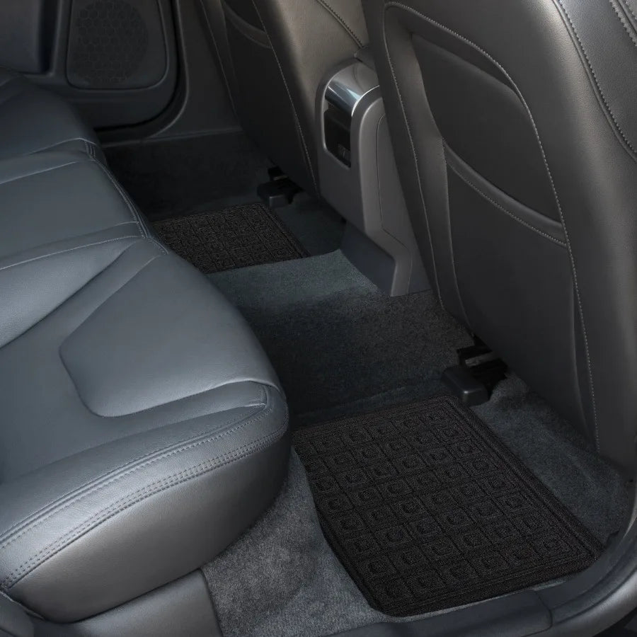 Duratex Solid Black Blocks Universal Fit Woven Car Floor Mats 4 Pack