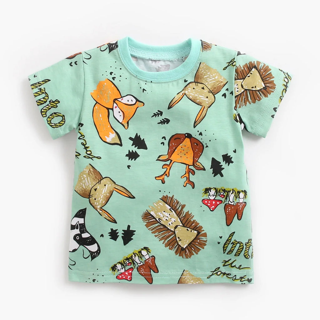 Sanlutoz Cartoon Boys Clothing Sets Summer Short Sleeve Cotton Baby Tops + Baby Shorts 2Pcs Casual