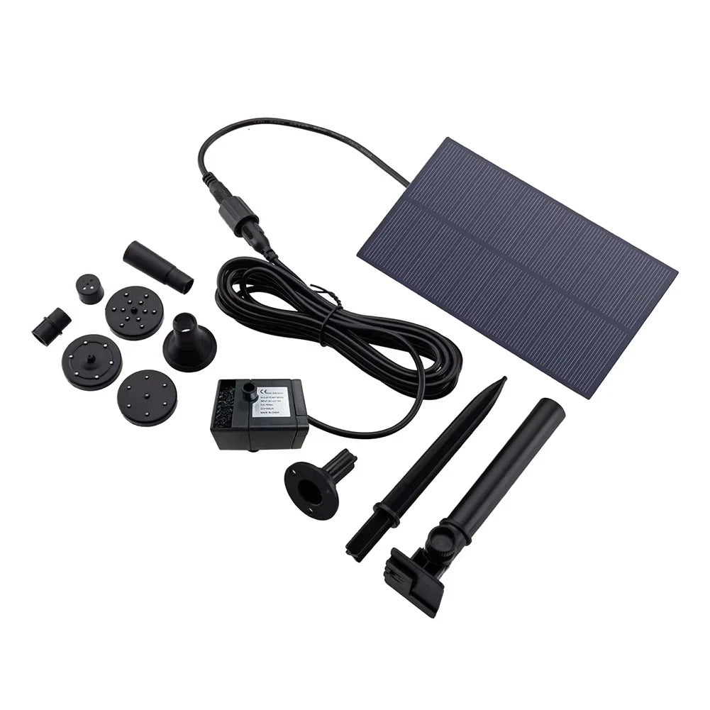 Solar Powered 5W 5V Water Fountain Pump Kit with Solar Panel Stake Energy Saving Watering System Garden Decoration for Fish Tank