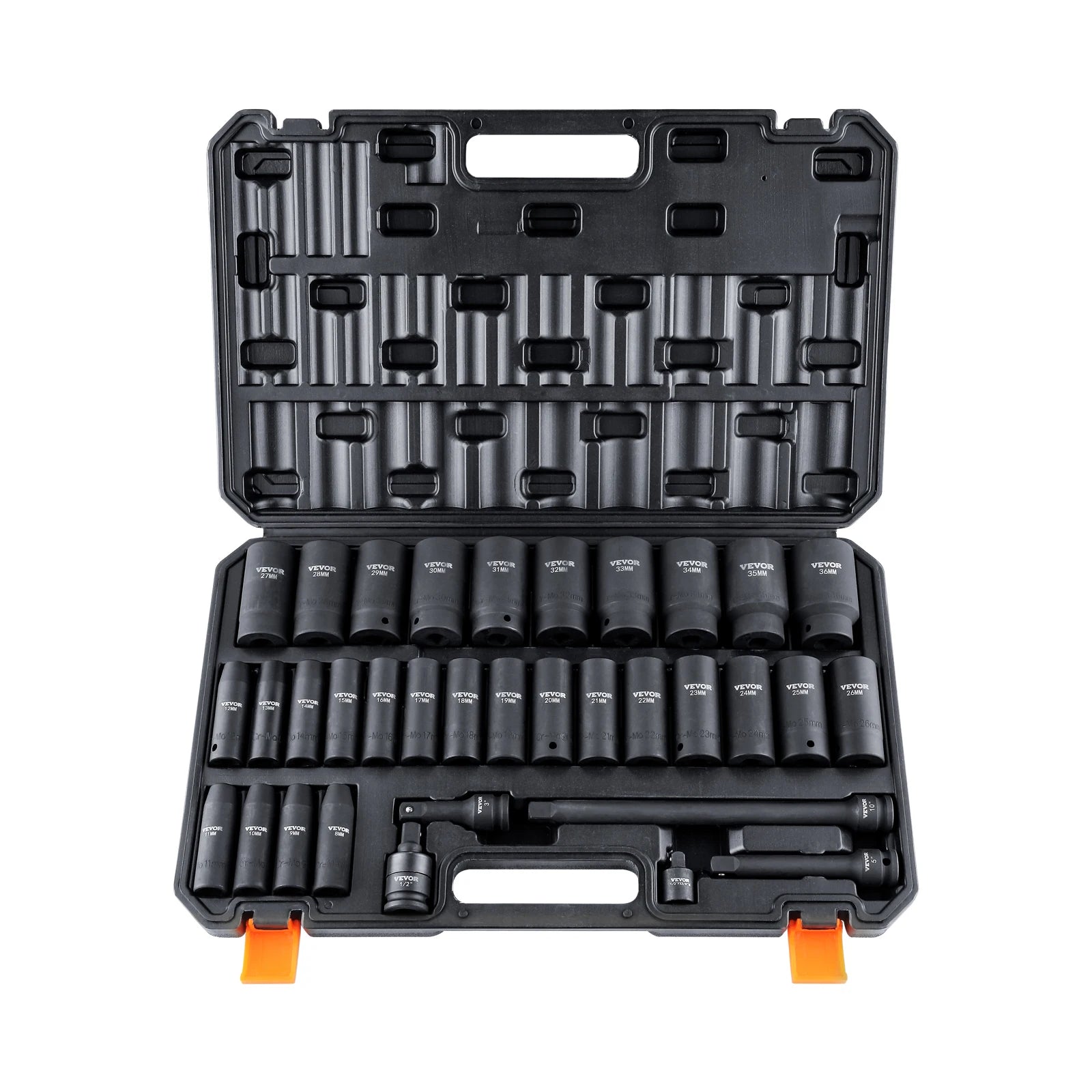 SucceBuy 1/2" 3/8" Drive Impact Socket Set 23/33/34/48/65 PCs Deep Socket Set SAE Metric Cr-V Cr-Mo Alloy Steel for Auto Repair