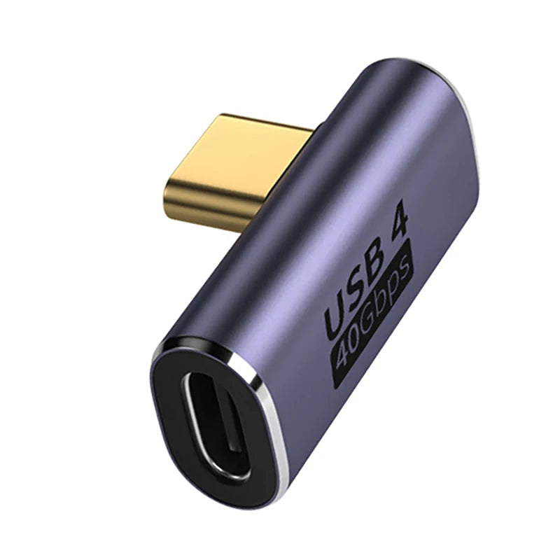 USB4.0 40Gbps OTG USB C 90 Degree Adapter 100W 5A Type C to Type C Fast Charging Converter USB C Data Adapter For Macbook 8K60HZ
