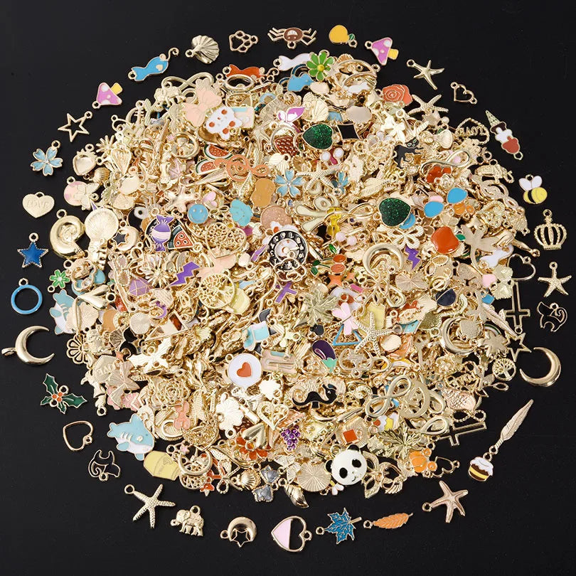 Mixed Assorted Alloy Enamel Cute Heart Pendants Charms Ocean Flower Alloy Oil Drop DIY Earrings Bracelet Jewelry Accessories New