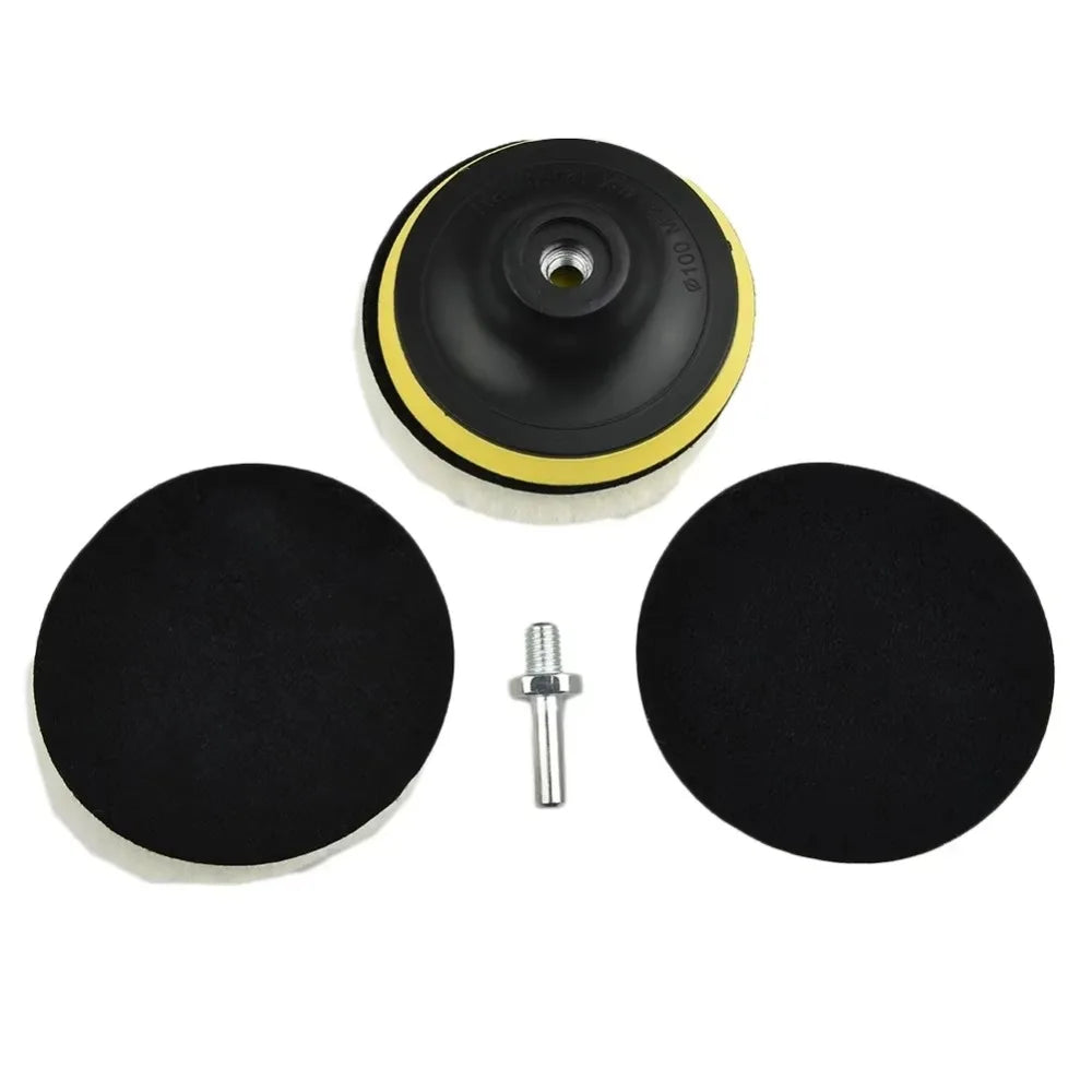 KKJOY 5PCS 4-Inch Flocking Sanding Discs Hook And Loop Buffing Pads Wool Polishing Wheels for Electric Drill And Grinder Tools