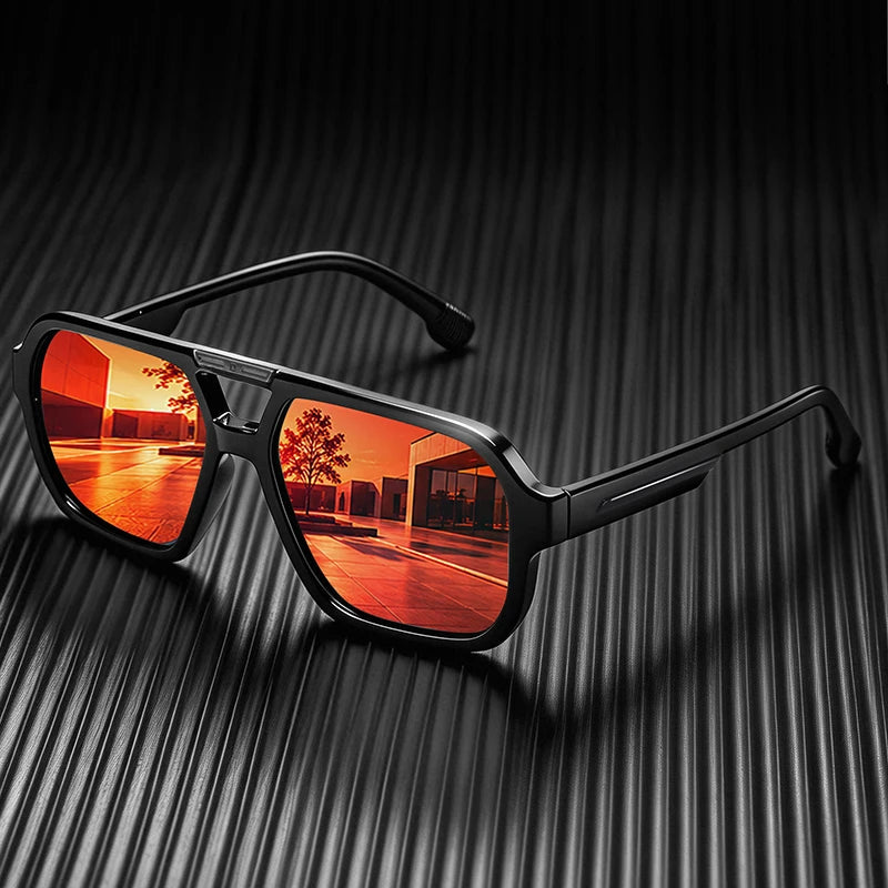 Polarized Pilot Sunglasses Men Women 2026 Retro Square Double Bridge Vintage Sun Glasses UV400 Driving Outdoor