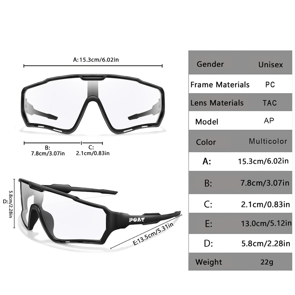 POAT Brand Men Women MTB Bike Bicycle Photochromic Eyewear Cycling Fishing Running Glasses New Style Sunglasses Sports