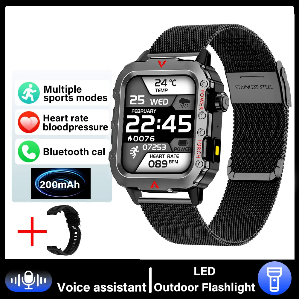 G.L Wear New Smartwatch for Outdoor Sports with LED Light Bluetooth Calling Activity Sleep Tracking Fitness Monitor
