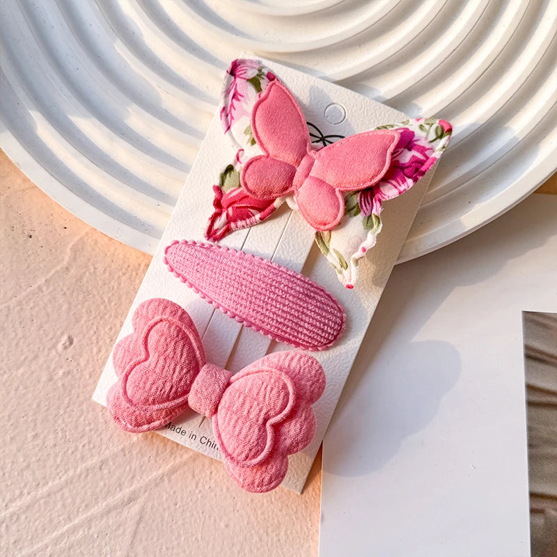 3/4/10Pcs Hot Sale Candy Color Hair Bows Clip Girls Double Layered Bow Cute Kid Bangs Hair Pin Cotton Safe Baby Hair Accessories