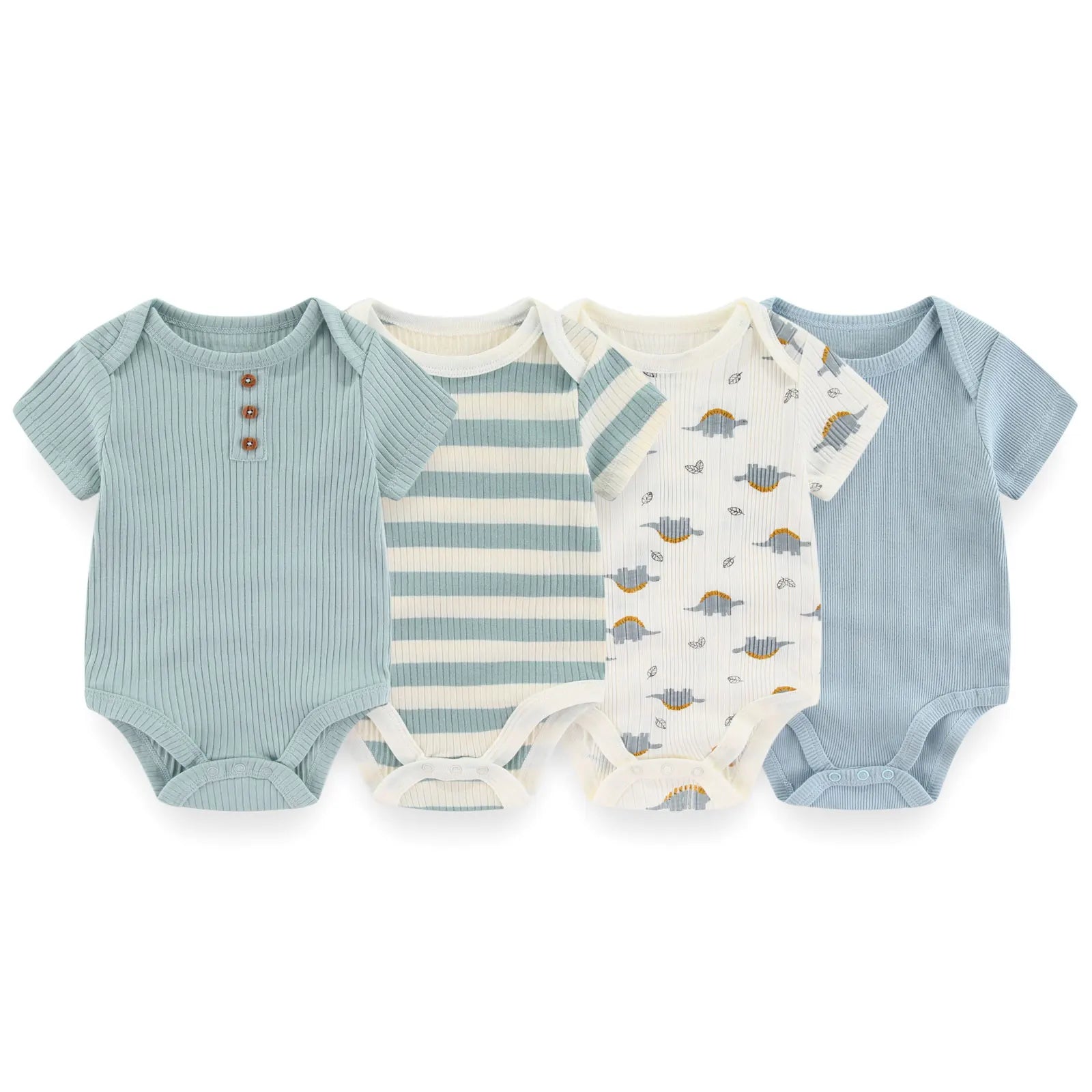 Kiddiezoom 3/4 Pcs/Lot Four Seasons Unisex Cartoon Newborn Boy Girl Bodysuits Soft Cute Infant Onesies Clothes Baby Shower Gift