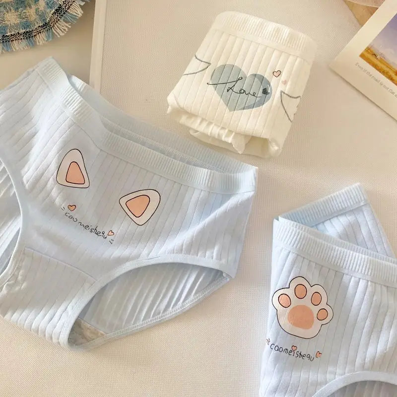 5PCS Girls Cotton Antibacterial Panties Kid Soft Cartoon Briefs 2+y Young Child Underwears Student Cute Thin Breathable Knickers