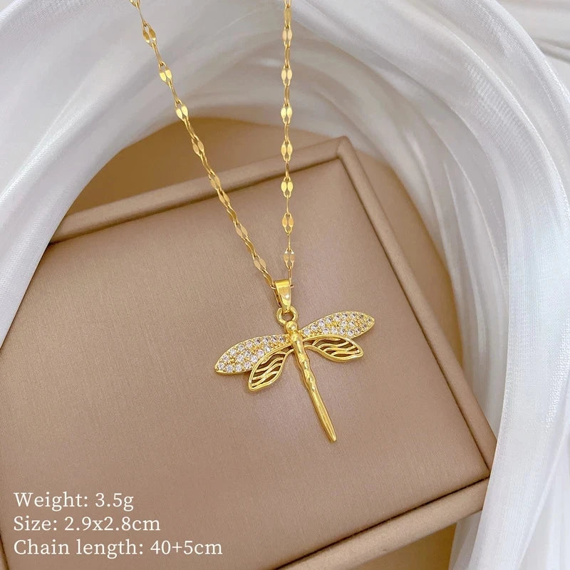Fashionable Luxury Micro-Set Zircon Copper Pendant Necklace for Women Stylish Personality Versatile Stainless Steel Choker Jewel