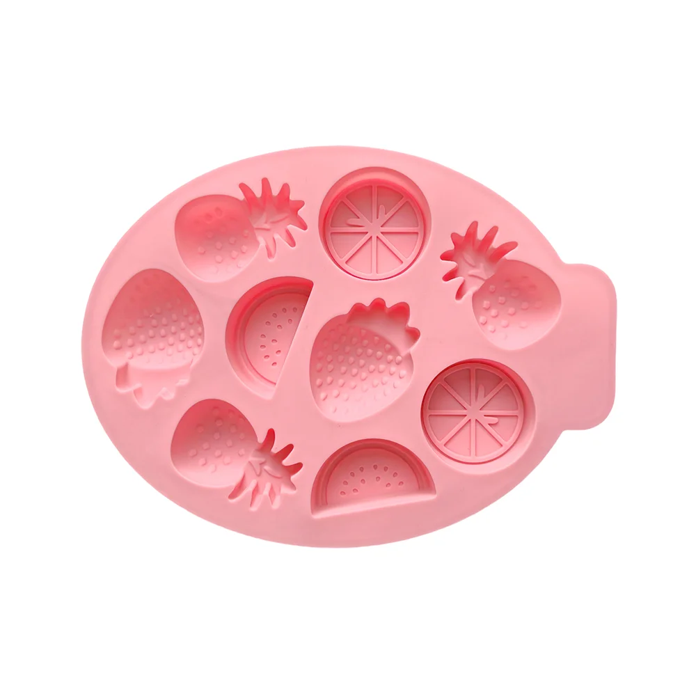1pc 9-cavity 4 fruit shaped chocolate candy silicone molds, pudding, biscuit, ice tray molds, cake decoration baking utensils
