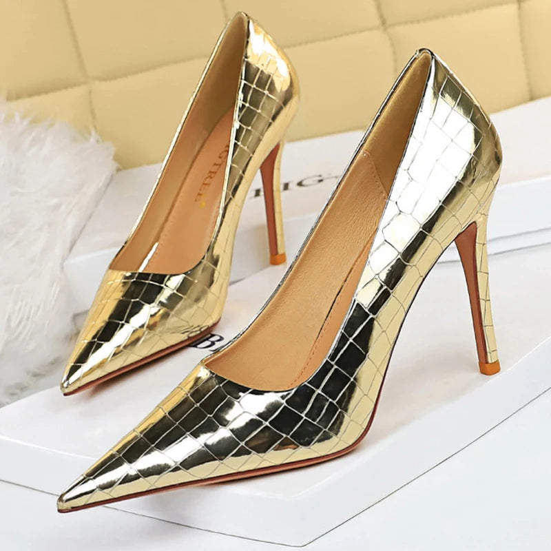BIGTREE Shoes Metal Stone Pattern Woman Pumps High Quality High Heels Wedding Shoes Stiletto Luxurious Sexy Banquet Shoes 2026