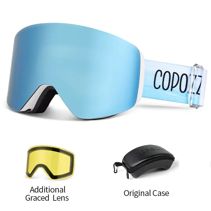 COPOZZ Winter Professional Men Women Ski Goggles Set Magnetic Quick-Change Double Layers Anti-Fog Snowboard Goggles Adults