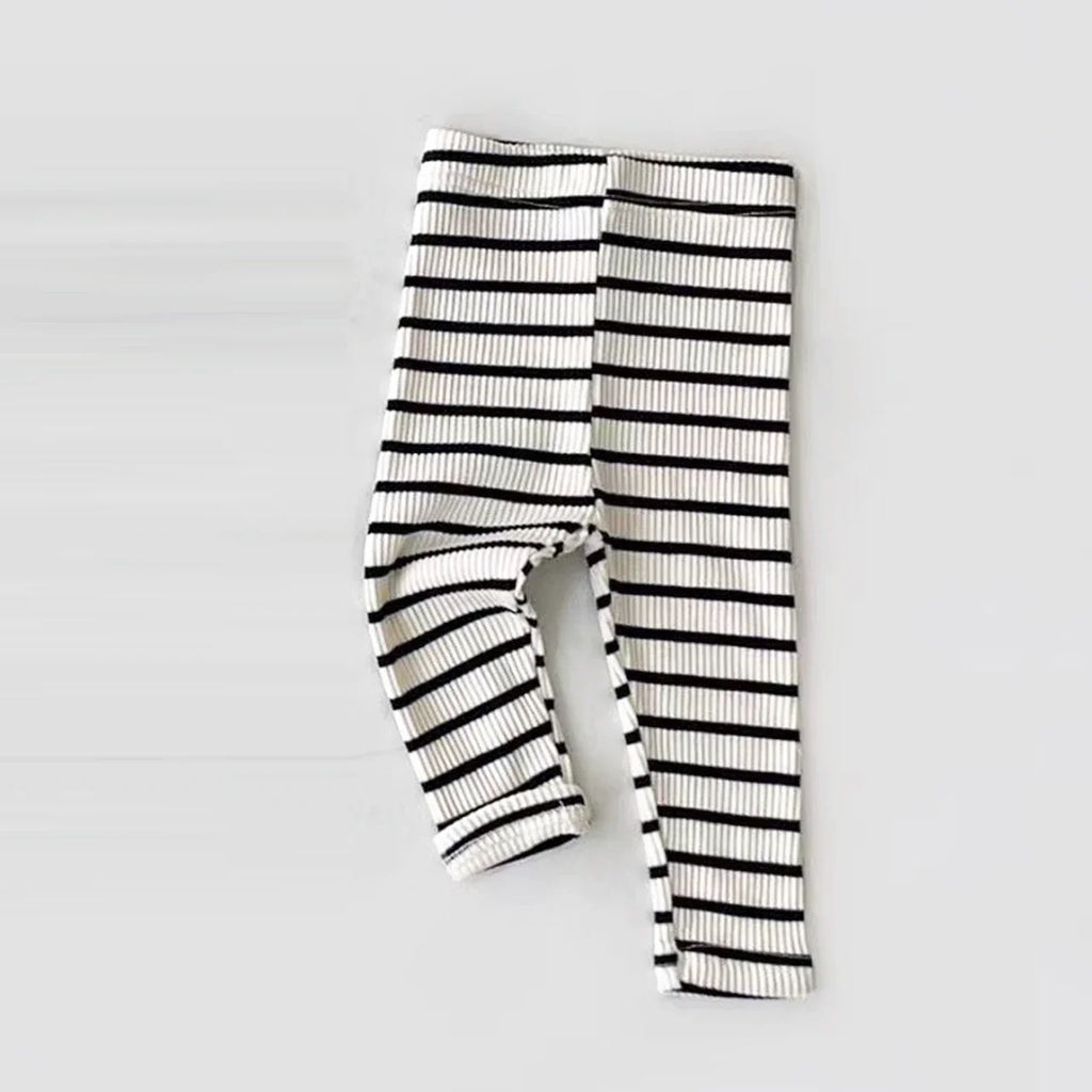 Baby Simple Solid Leggings Girls All-match Striped Skinny Pants Kids Cotton Elasticity Slim Pants Newborn Boy Stretch Trousers