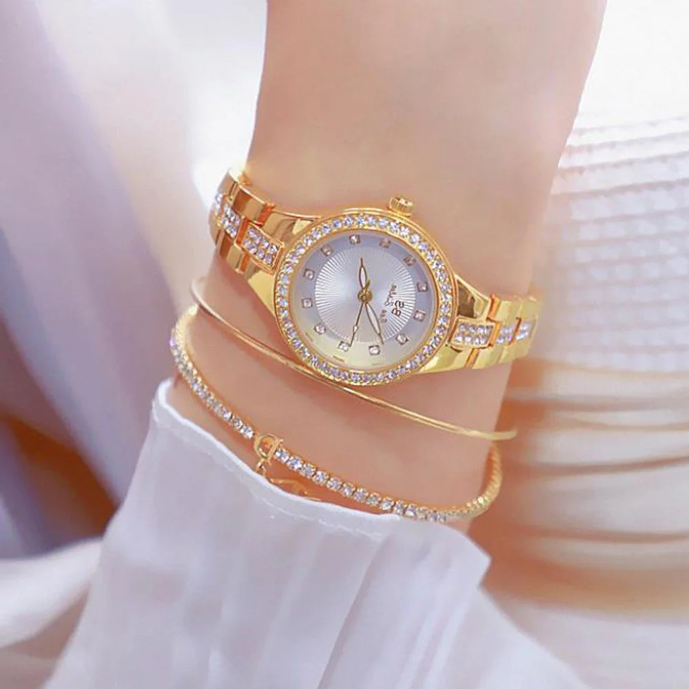 Fashion Women’s Diamond Watch 2025 New Minimalist Gold Silver Wristwatch Elegant Quartz Timepiece Waterproof Dress Gift