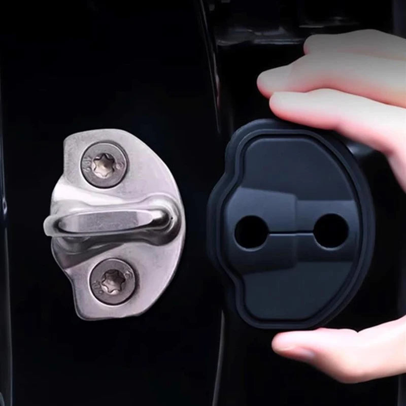 4Pcs Silicone Door Lock Cover Protective Sticker, Shock Absorber Anti-Scratch Guard for High-End Electric Car Models