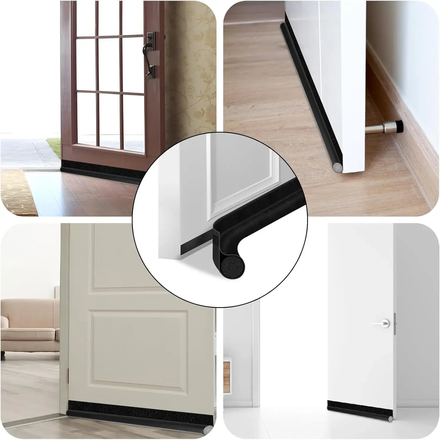 1PC Black Door Bottom Seal Strip Soundproof Insulation Wind Under Door Draft Stopper Blocker Weather Strip for Interior Exterior