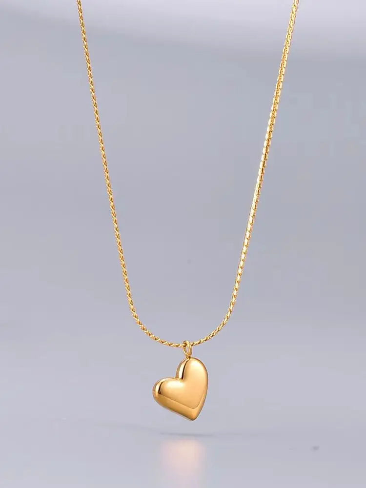 L236 Heart-shaped Peach-shaped Japanese-style Student Hairpin Necklace - Collar Chain - Stainless Steel with 18K Gold Plating