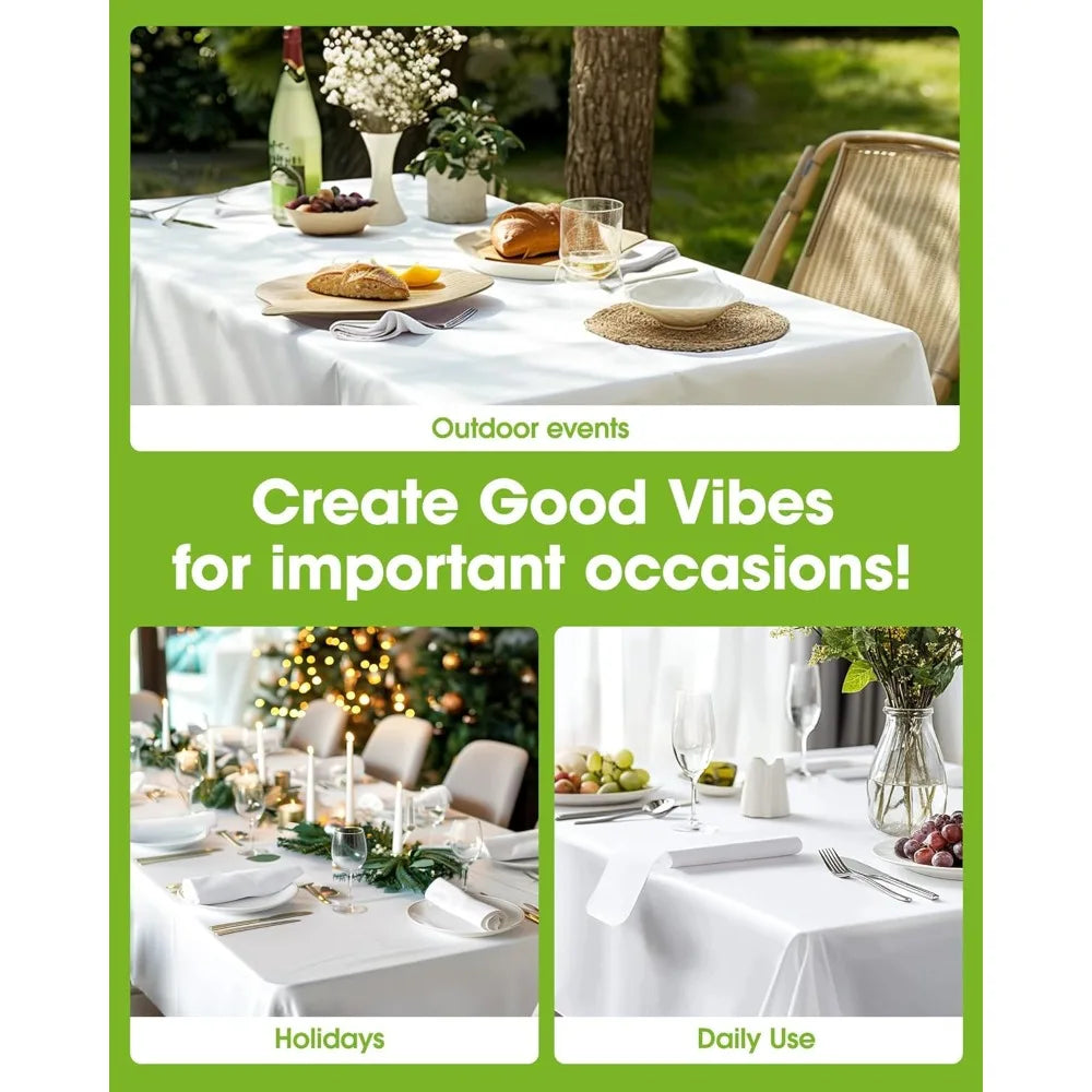 White Disposable Table Covers Cloth Tablecloth Easy Cleanup PE Plastic Rectangle Tablecloth for Party Wedding 10/5/2pcs