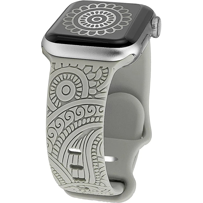Engraved Band for Apple Watch 44MM 49mm 40mm 41 45mm 38/42mm Leopard Silicone Sport Strap for IWatch Series Ultra 8 7 6 SE 5 4 3