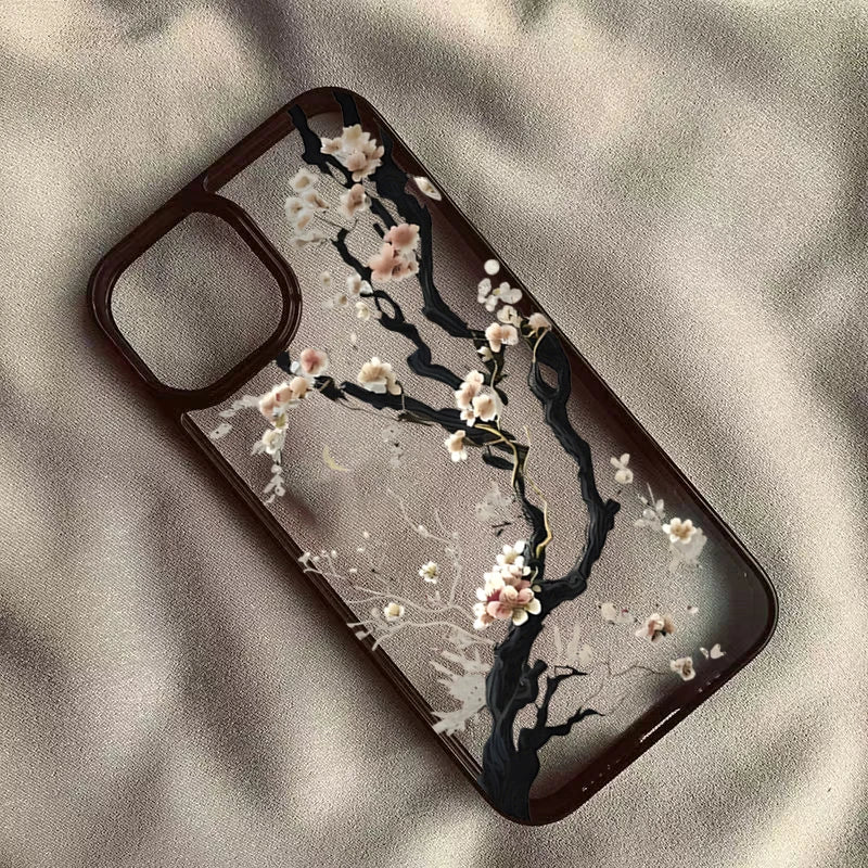 Plum Blossom Artistic Phone Case For IPhone 16 17 15 14 13 11 12 Pro Max 16E Air X XR XS 7 8 Plus TPU Shockproof Cover Funda