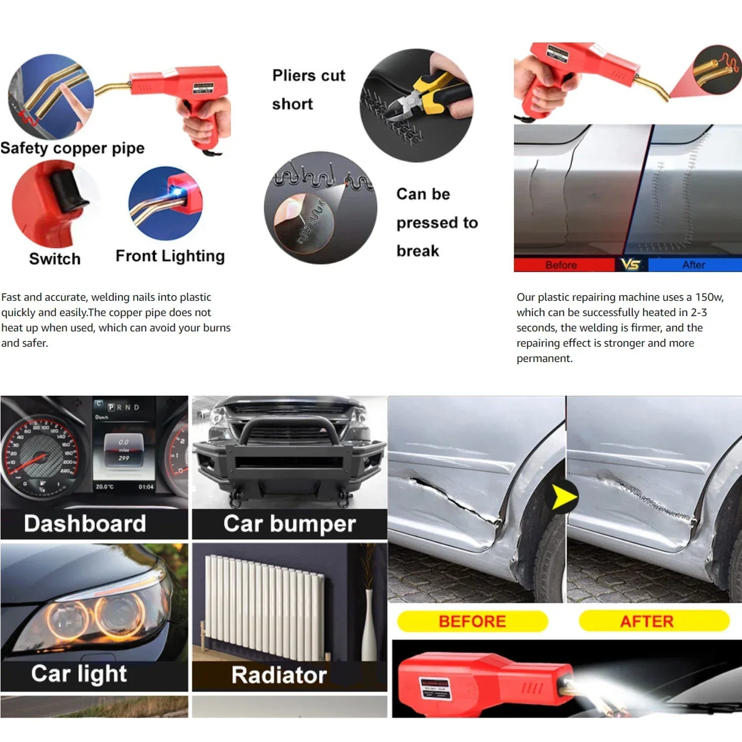 150W High Efficiency Plastic Welding Tool for Hot Stapler Set for Car Bumper Repair