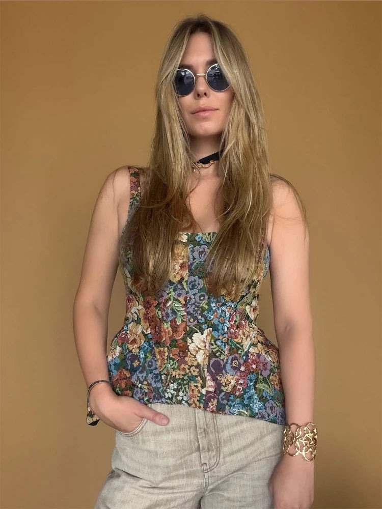 Women Vintage Floral Long Sleeve 2 Piece Set Elegant Stand Neck Cropped Jacket High Waist  Mini Skirt 2026 Daily Commute Outfit