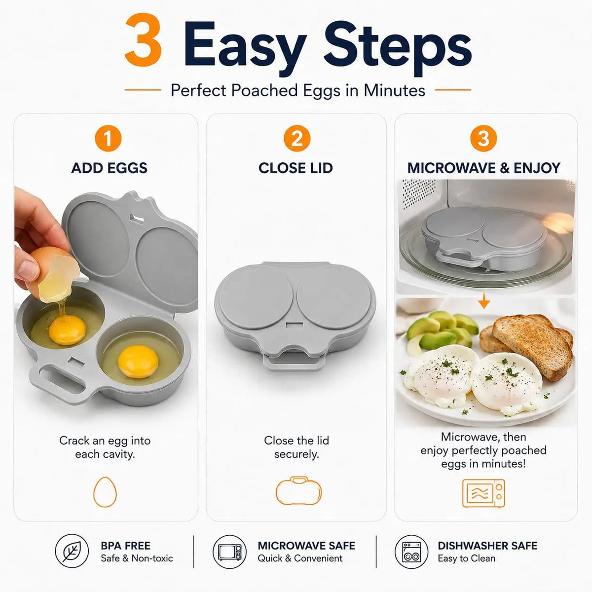 Microwave Egg Cooker Double Cavity Egg Poacher Food Grade Non Stick Egg Steamer Oil Free Breakfast Maker Reusable Kitchen Mold