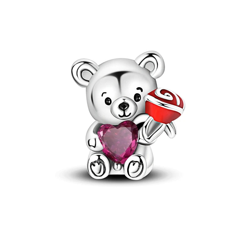 Charms Beads 925 Sterling Silver Tree of Life Peach Heart Sweet Love Charms Fit Pendants Bracelets Necklaces Women Jewelry Gift