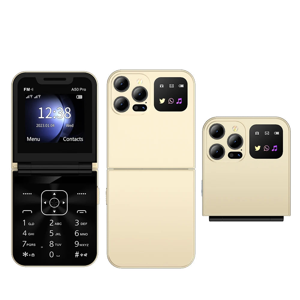 SERVO A50 PRO Flip Mobile Phone 2G GSM Call Recording Blacklist Speed Dial Flashlight Foldable Feature Cellphones Dual SIM Card