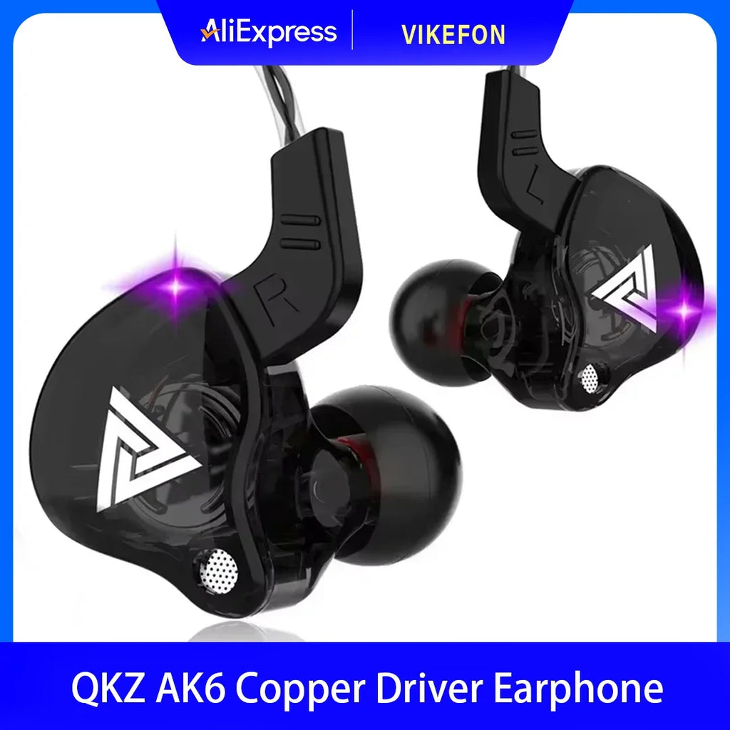VIKEFON QKZ AK6 In Ear Earphone 6 Dynamic Driver Unit Headphone With Mic Stereo Sports HIFI Subwoofer Headset Monitor Earbuds