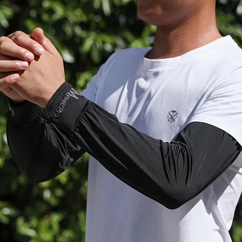 1 Pair Mens Ice Arm Sleeves Sunscreen Elastic Driving Gloves Outdoor UV Protection Arm Cover Sleeves Lightweight Cool Muff 2026