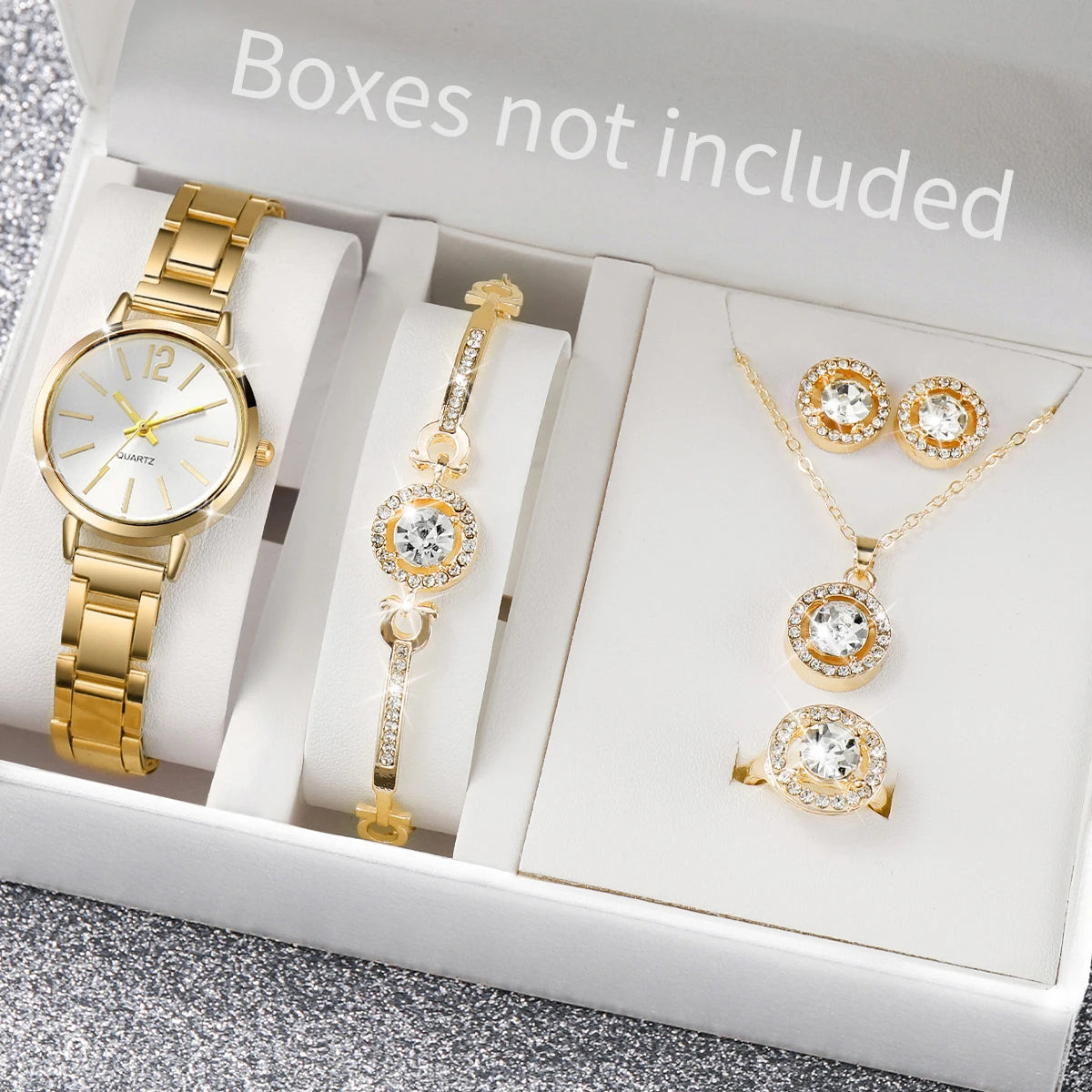 6PCS/Set Fashion Women Watches Luxury Analog Quartz Watch for Women Rhinestone Jewelry Set Reloj Mujer Girls Clock（Without Box）
