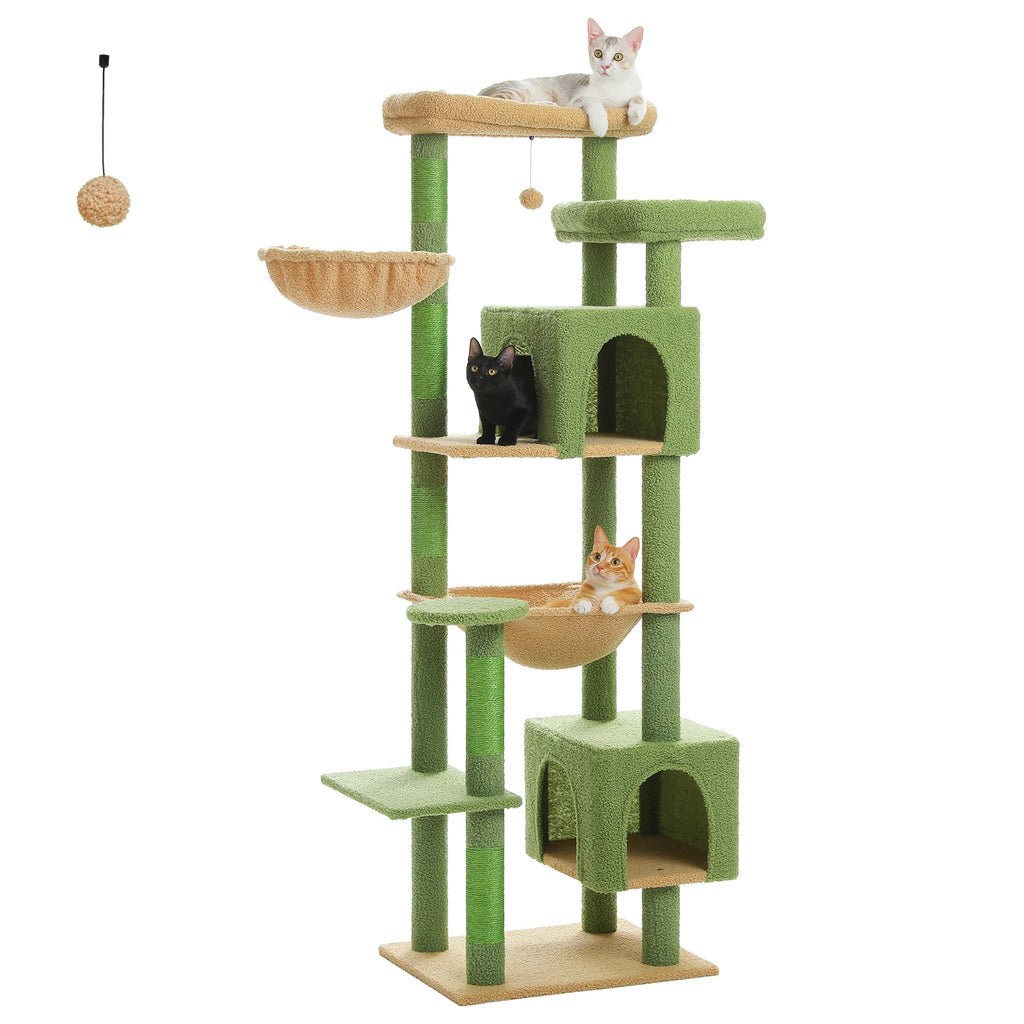 Tall Cat Tree for Indoor Cats Big Cat Tower with Super Large Hammock Cat Climbing Tree with Scratching Posts Condo House Black
