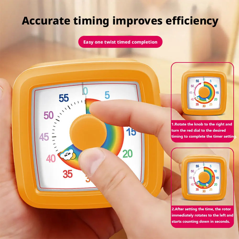 1PC Visual Timer Children's Self-discipline Tool Countdown 60-minute Student Learning Homework Time Stopwatch Management