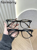 Unisex Square Plastic Frame Trendy Anti-Blue Light Clear Glasses For Back To School Clothing Accessories.