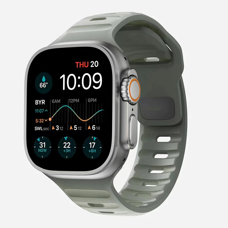 Sport Band For Apple Watch Ultra 9 8 7 6 SE 5 Soft Silicone Lightweight Bracelet Strap For iWatch 38MM 40MM 42MM 44MM 45MM 49MM
