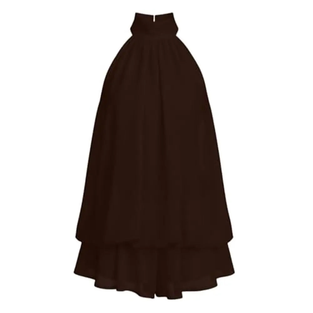 New Halter Tie Party Dress Backless Chiffon Going Out Dresses Sleeveless Ruffle Brunch Outfits for Women