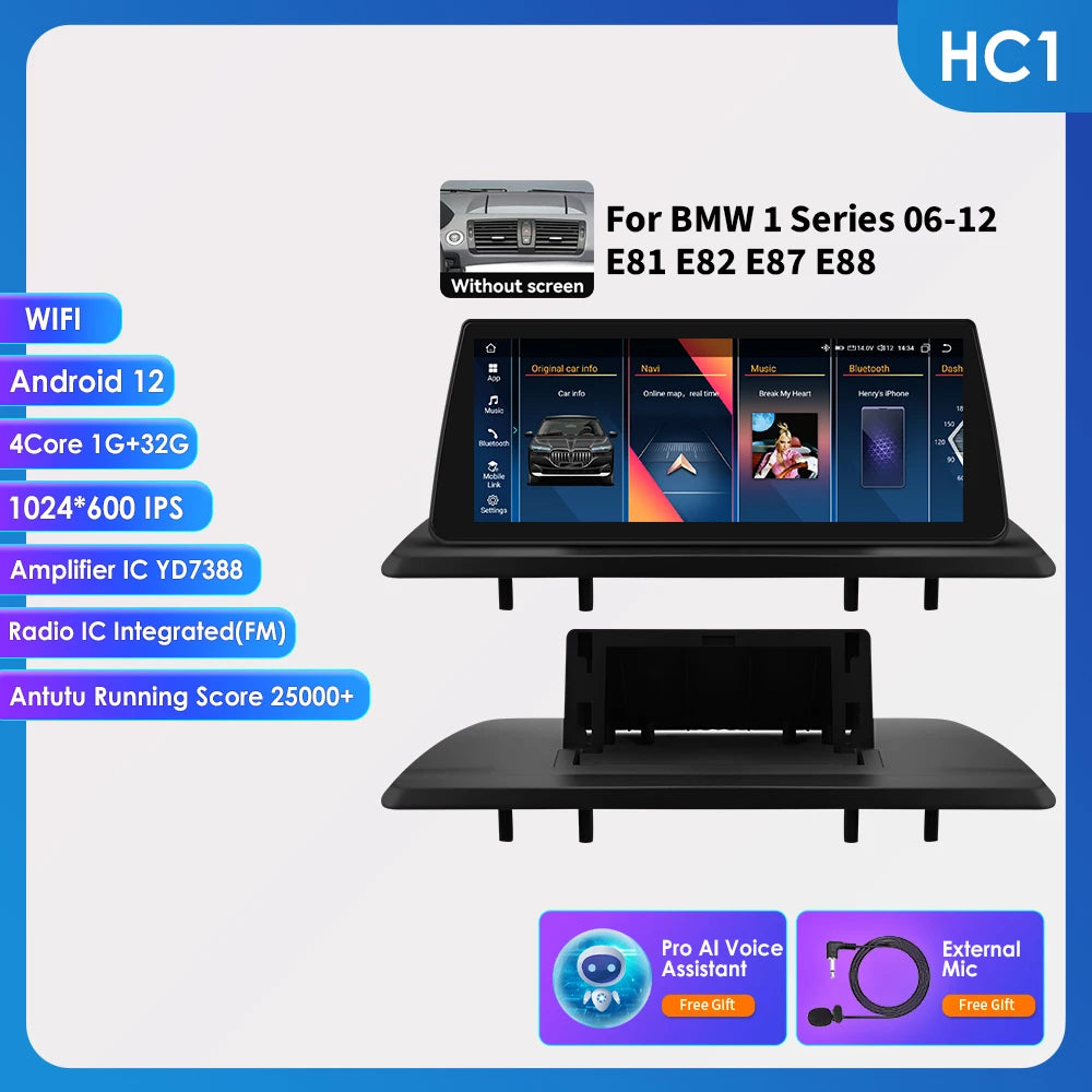 10.25" Smart Car Systems for BMW 1 Series 06-12 E81 E82 E87 E88 Without Screen with Support Wireless Carplay Android Auto RDS BT