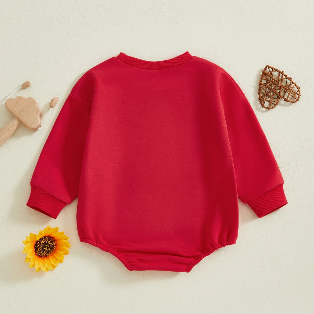 0-18M Baby Valentine Sweatshirt Romper Boys Girls Spring Fall Clothing Newborn Toddler Long Sleeve Letter Print Romper Jumpsuits