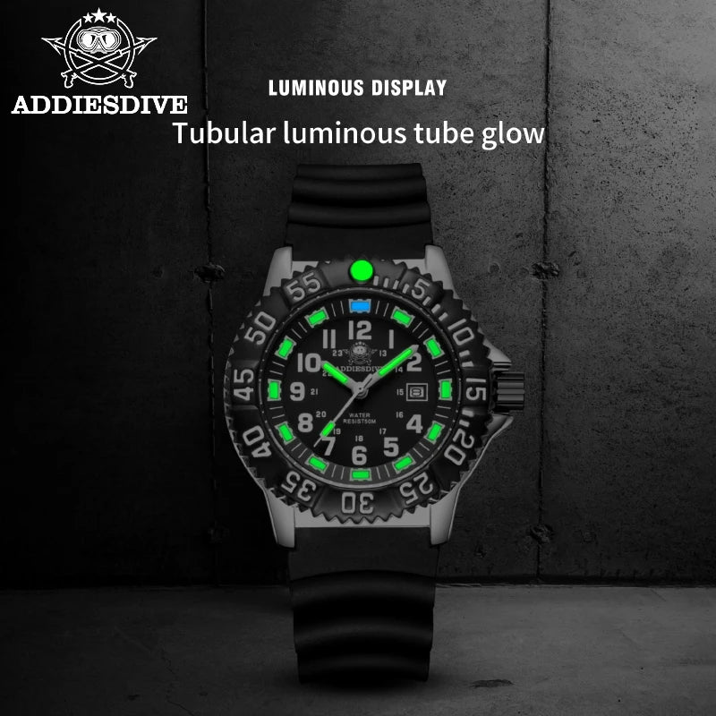 ADDIESDIVE Fashion Men's Analog Watches 50m Waterproof Luminous Tube Nylon Sports Men Military Wristwatches Quartz Watch For Men
