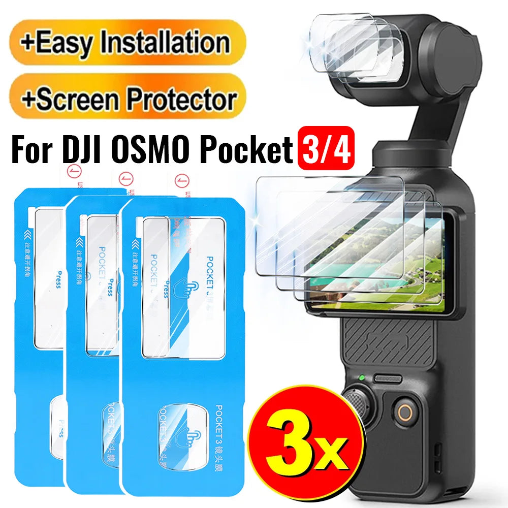 Lens Protector+Screen Protector For DJI Osmo Pocket 4 3 Easy Install Auto-Alignment Kit Tempered Glass Films For DJI Pocket 3 4