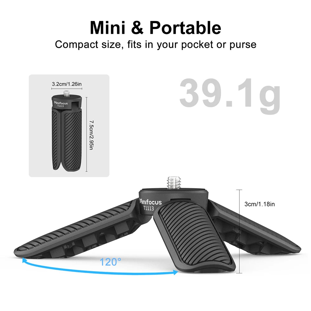 Minifocus Mini Table Tripod for DJI OSMO Pocket 4/3/2, Portable Vlog Handheld Tripod Handle Grip Small Desk Tabletop Stand Mount