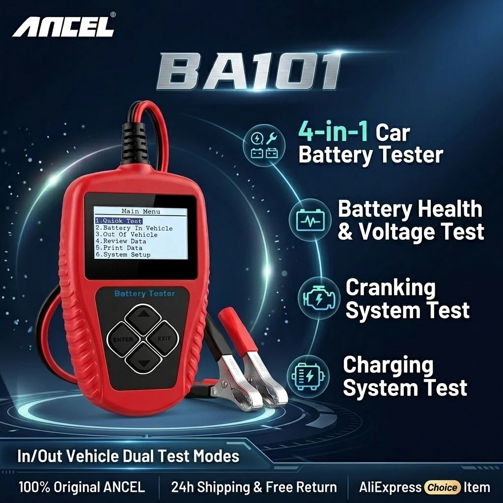 Ancel BA101 Car Battery Tester 12V 100-2000CCA 220AH Auto Load Battery Analyzer Multi Languages Car Battery Charging Tester