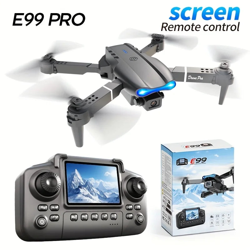 2026 Upgraded E99 PRO MAX Foldable Drone with Dual Camera 4K HD, Screen Remote Control, 2 Batteries 40Min Flight Time, One Key Return, LED Lights, Mini RC Quadcopter for Adults Beginners, Black Friday Christmas Gift
